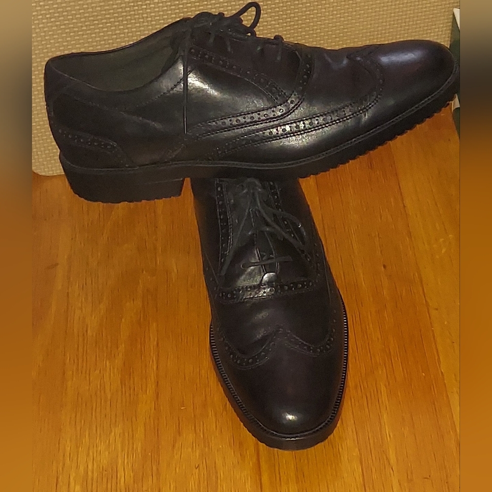 ROCKPORT DARRICK V75905 MEN'S BLACK  LEATHER WINGTIP OXFORDS SIZE 13 M